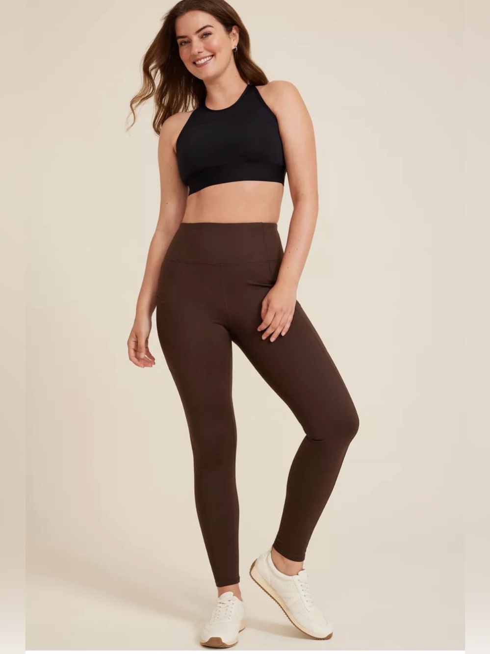 Maurices Brown high rise luxe contour pocket leggings size Medium
